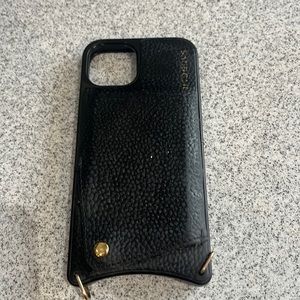 Bandolier Emma Case w/strap black leather and gold accents iPhone 13